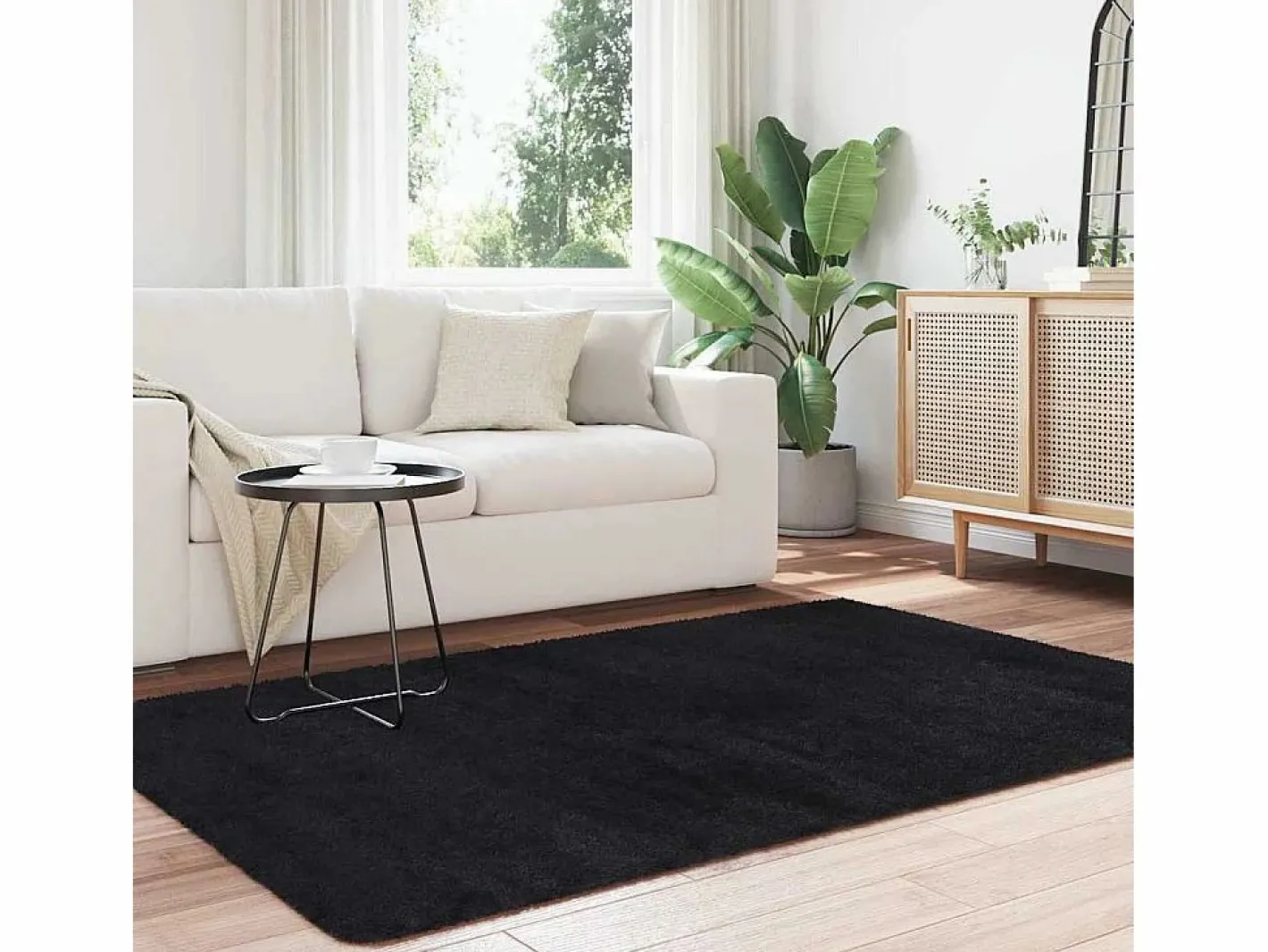 Alfombra NAVARRA Shaggy Negra 130x200 cm Poliéster^ Sale