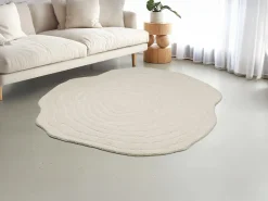 OZAIA Alfombra De Salón|Alfombra orgánica en relieve 100% lana tufting tejida a mano, D.200 cm, , 2100g/m², ORENIA