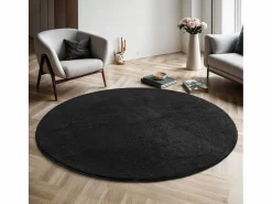 the carpet Alfombra pelo corto lavable antideslizante - - 200 cm Redondo - RELAX Negro
