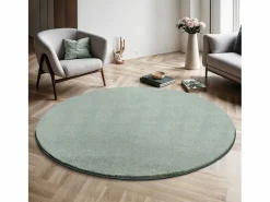 the carpet Alfombra Redonda|Alfombra pelo corto lavable antideslizante - Verde - 200 cm Redondo - RELAX