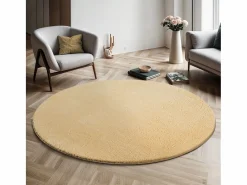 the carpet Alfombra Redonda|Alfombra pelo corto lavable antideslizante - Oro - 200 cm Redondo - RELAX