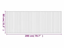 Alfombra rectangular negra de bambú 80x200 cm Negro Outlet