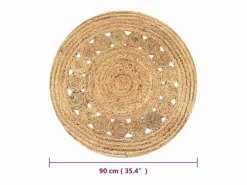 Clicnbuy Alfombra Redonda|Alfombra redonda 90 cm yute trenzado con diseño