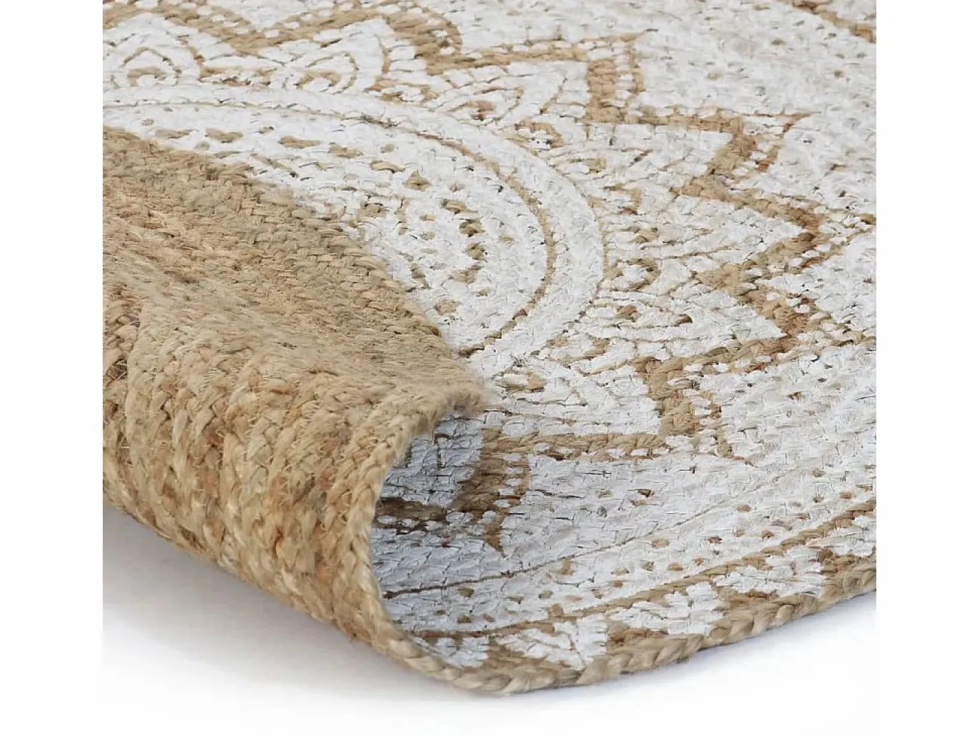 Clicnbuy Alfombra redonda 90 cm yute trenzado estampado Beige Online