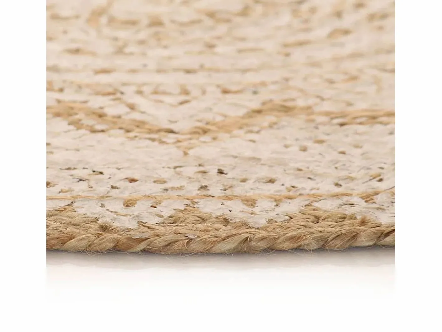 Clicnbuy Alfombra redonda 90 cm yute trenzado estampado Beige Online
