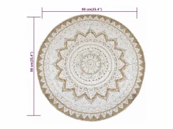 Clicnbuy Alfombra redonda 90 cm yute trenzado estampado Beige Online