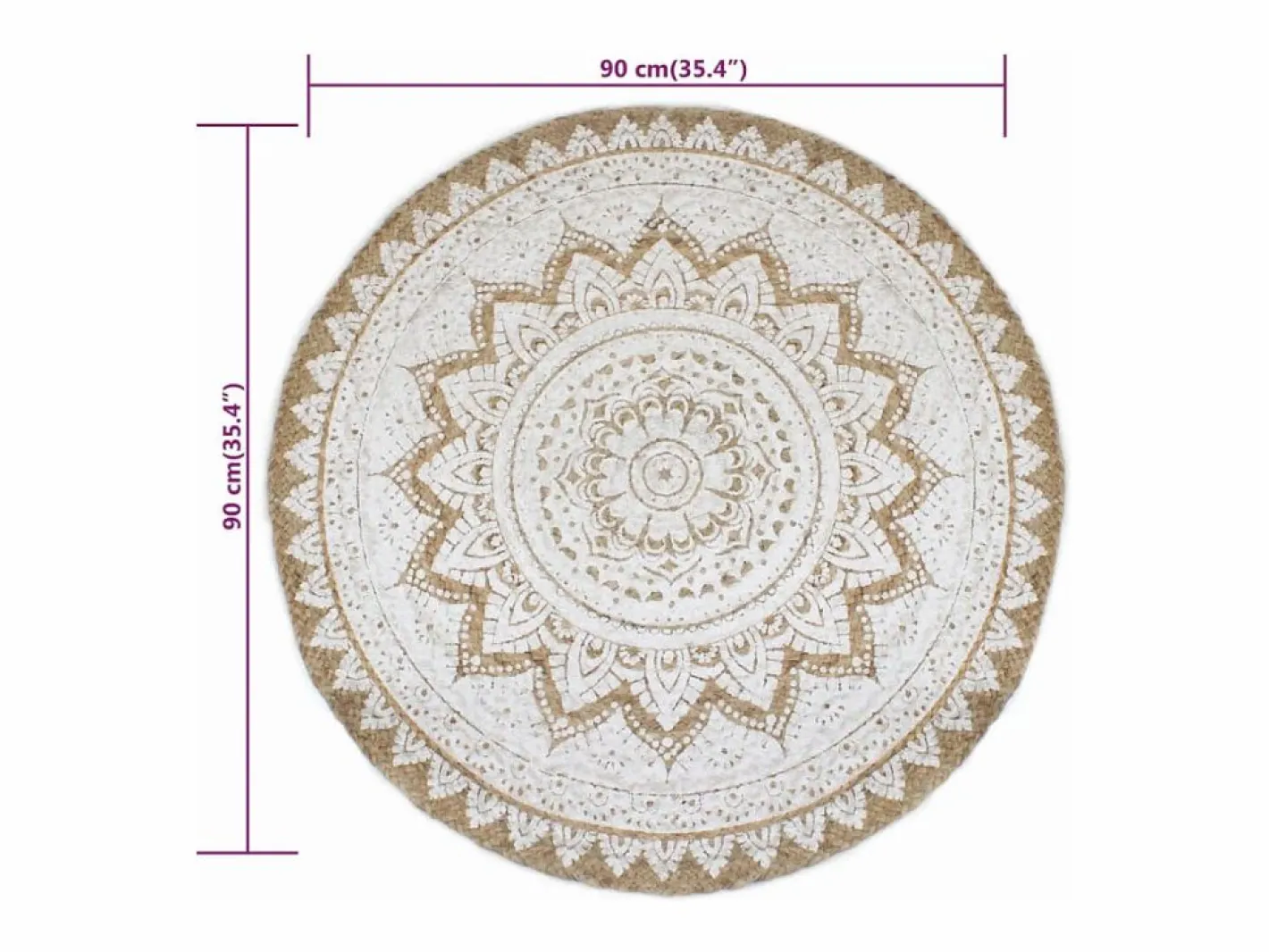 Clicnbuy Alfombra redonda 90 cm yute trenzado estampado Beige Online