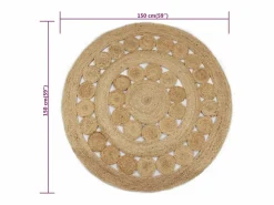 Alfombra redonda yute trenzado con diseño 150 cm^Clicnbuy New