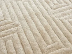 OZAIA Alfombra shaggy de pelo largo en relieve - 160 x 230 cm - Blanco roto - MAZE Crema Discount
