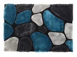 OZAIA Alfombra De Salón|Alfombra shaggy turquesa y gris poliéster 160x230 cm PIETRA