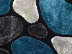 OZAIA Alfombra shaggy turquesa y gris poliéster 140x200 cm PIETRA Azul turquesa Outlet