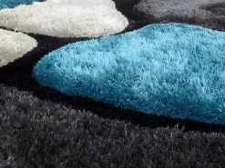 OZAIA Alfombra shaggy turquesa y gris poliéster 140x200 cm PIETRA Azul turquesa Outlet