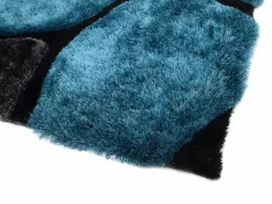 OZAIA Alfombra shaggy turquesa y gris poliéster 140x200 cm PIETRA Azul turquesa Outlet