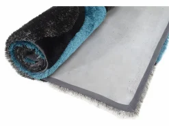 OZAIA Alfombra shaggy turquesa y gris poliéster 140x200 cm PIETRA Azul turquesa Outlet