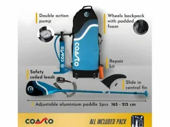 COASTO All-Round Inflatable Sup Argo 11' - 335x84x15cm Dropstitch Double Layer Fusion - Paddle Pack Leash Pump Carry Bag - Collection 2021 Amarillo Discount