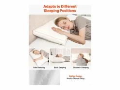 Almohada|Almohada de Plumas SucceBuy, Lote de 2, 91 x 50 cm, con Funda de Algodón, Relleno de Plumón de Ganso y Fibra Sintética, Buen Soporte, Confort Óptimo, Blanco