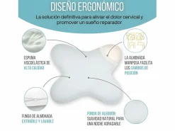 Inphysio Almohada|Almohada Mariposa Plana 56x46, Espuma de Memoria, Perfil Bajo 10 cm, Multiposición, Funda de Algodón