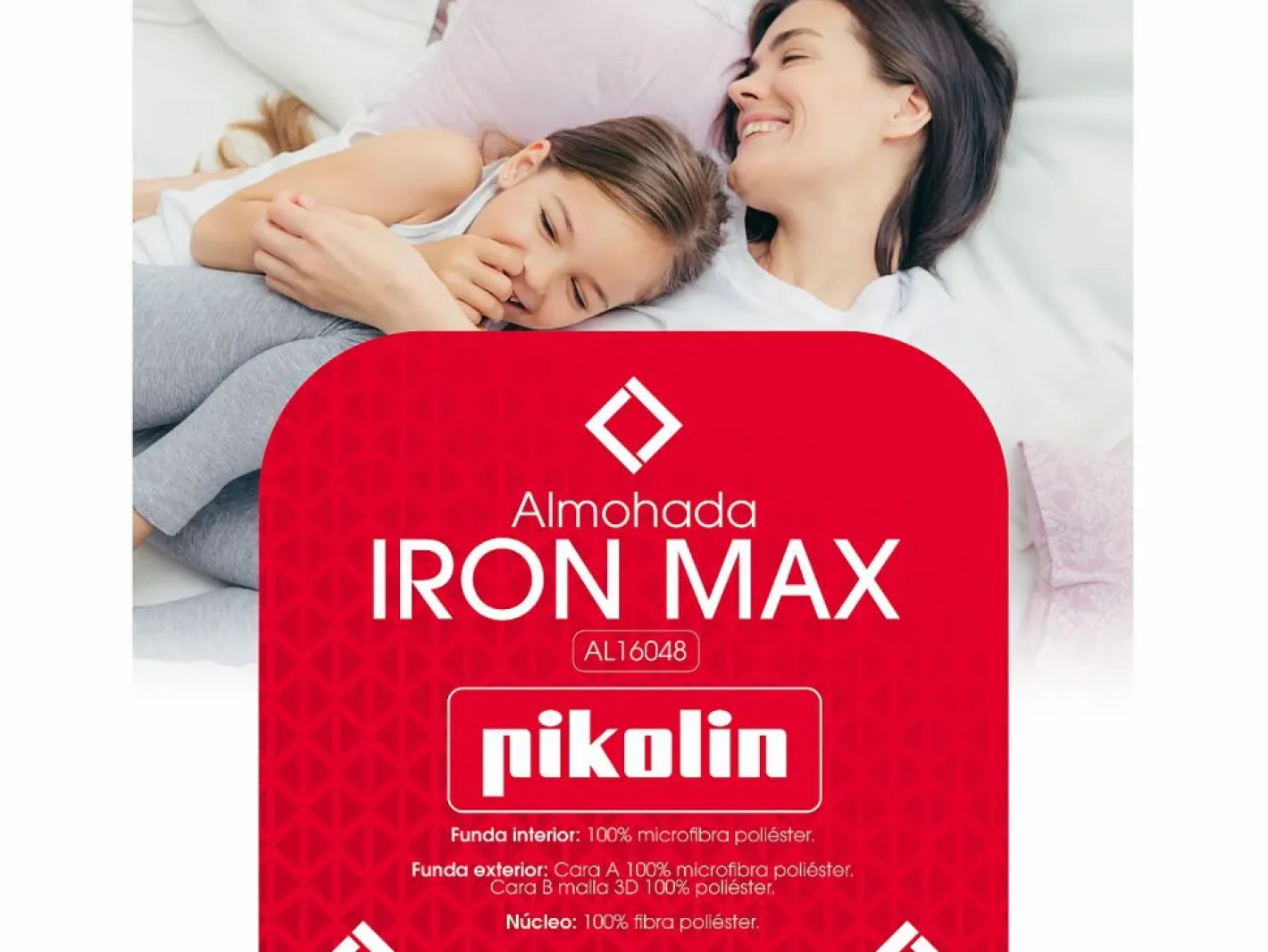 PIKOLIN Almohada|Almohada 90x40cm | Iron Max | Fibra | Firme | Hipoalergénica