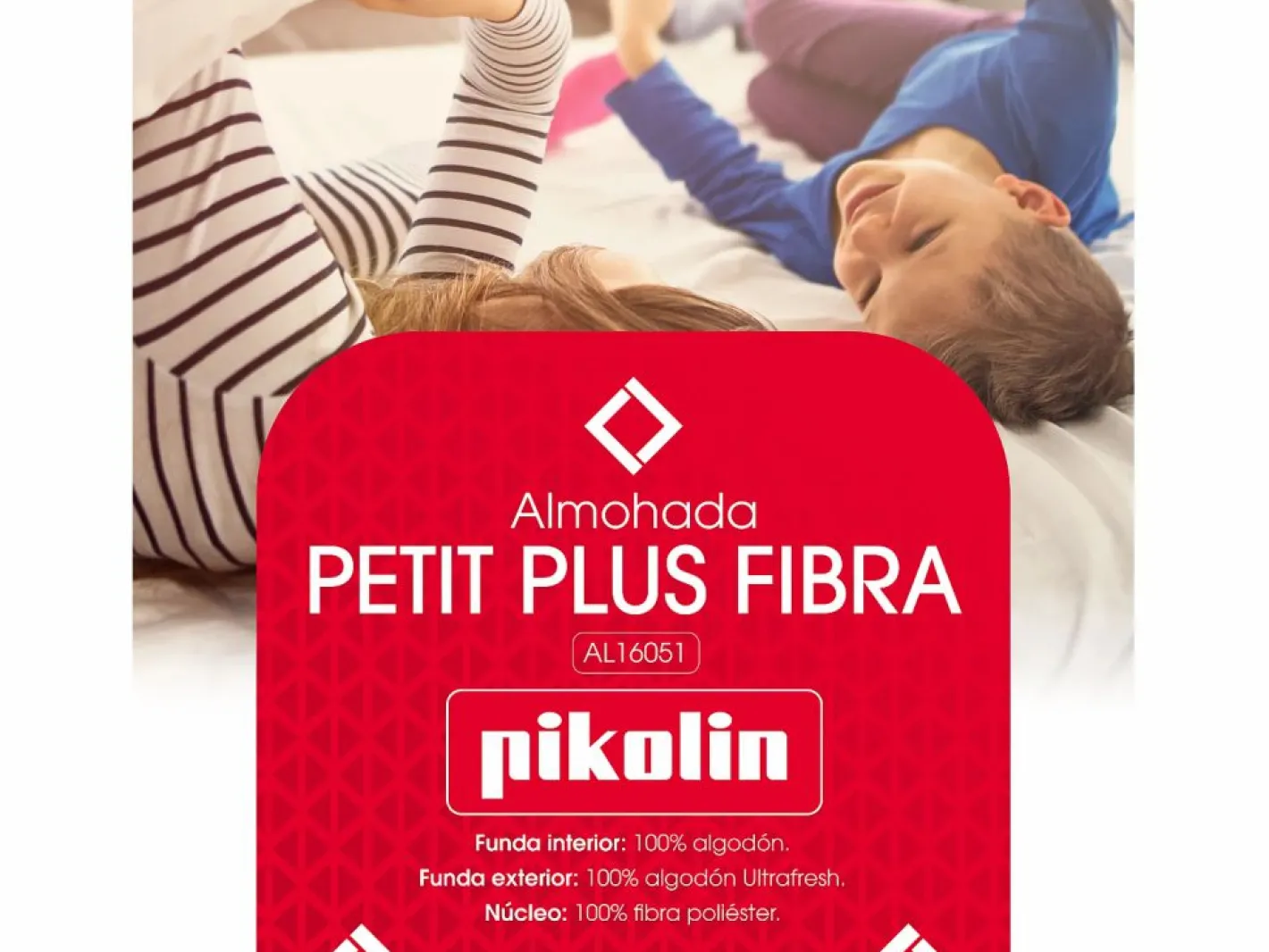PIKOLIN Almohada 135x40cm | Petit Plus | Fibra | Boca abajo Blanco Discount