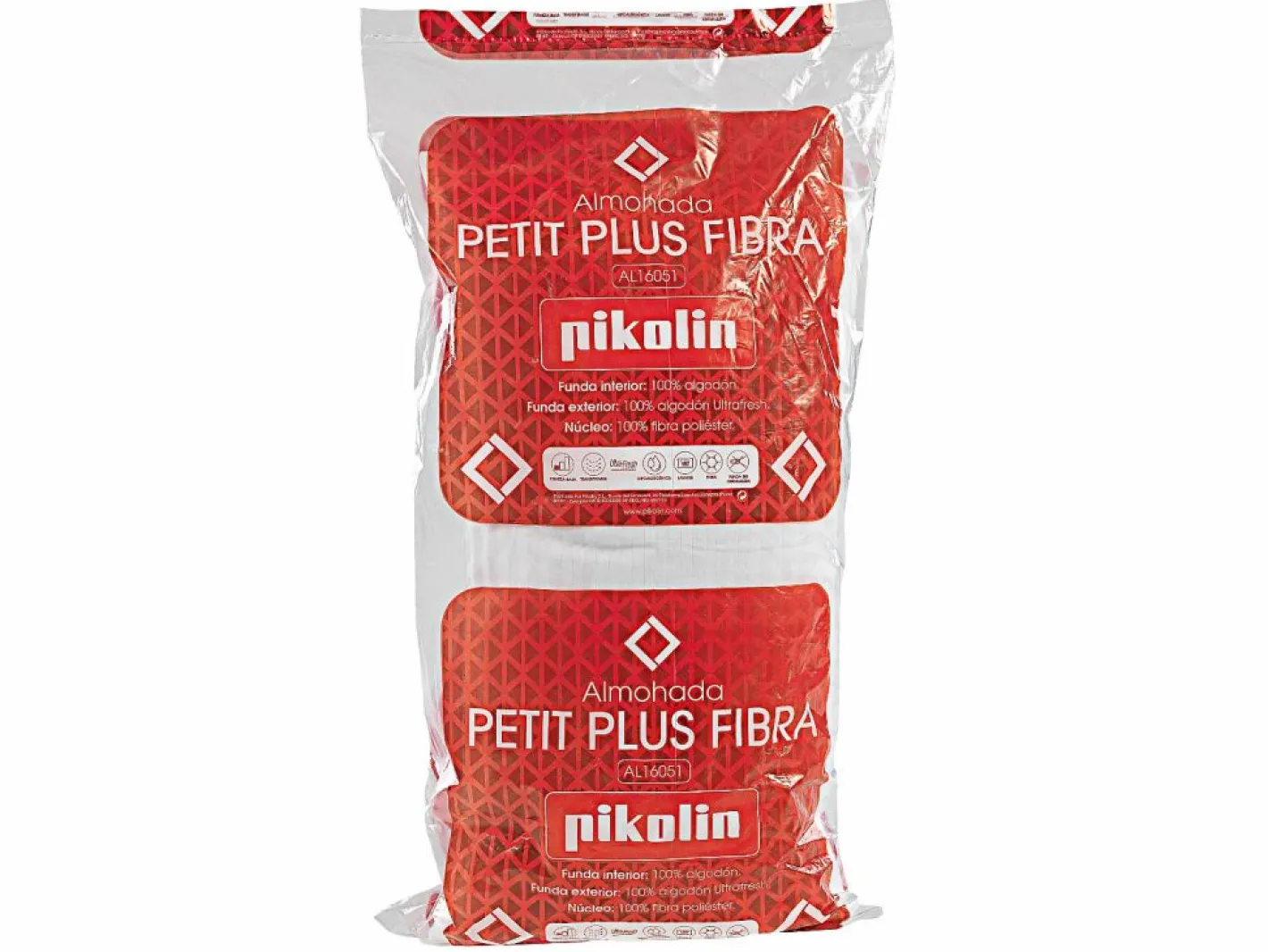 PIKOLIN Almohada 135x40cm | Petit Plus | Fibra | Boca abajo Blanco Discount