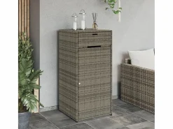 Garden Furniture Annemarie Armario de almacenaje de jardín ratán PE 55x55x111 cm Gris Clearance