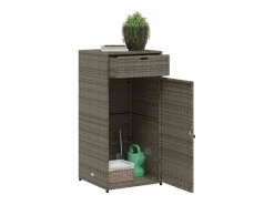 Garden Furniture Annemarie Armario de almacenaje de jardín ratán PE 55x55x111 cm Gris Clearance