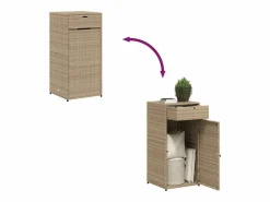 Annemarie Armario de almacenaje de jardín ratán PE 55x55x111 cm^Garden Furniture Outlet