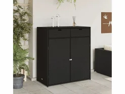 Garden Furniture Annemarie Armario de almacenaje de jardín ratán PE 105x55x113 cm Negro Outlet