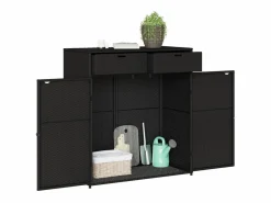 Garden Furniture Annemarie Armario de almacenaje de jardín ratán PE 105x55x113 cm Negro Outlet