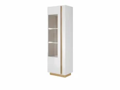 Vente-unique Aparador - 1 puerta - Con LEDs - Blanco brillante y roble - MURARI Color natural claro / Blanco Online