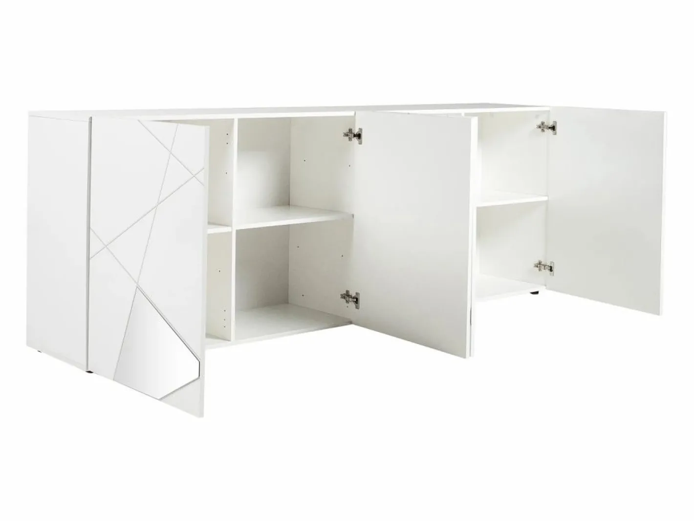 Vente-unique Aparador - 4 puertas y 4 estanterías - Color: lacado - CANTIANO Blanco Discount