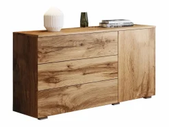 Aparador 110 cm mate para salón – moderno con 3 cajones y 1 puerta roble wotan^ Discount