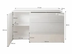Aparador 110 cm mate para salón – moderno con 3 cajones y 1 puerta roble wotan^ Discount