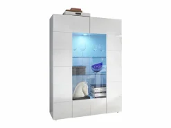 Vente-unique Aparador - LEDS 2 PORTES cristal - lacado CALISTO Blanco Online