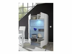 Vente-unique Aparador - LEDS 2 PORTES cristal - lacado CALISTO Blanco Online