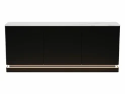 Vente-unique Aparador|Aparador 3 puertas con LEDs de MDF - Negro y efecto mármol blanco - DEVIKA de Pascal MORABITO