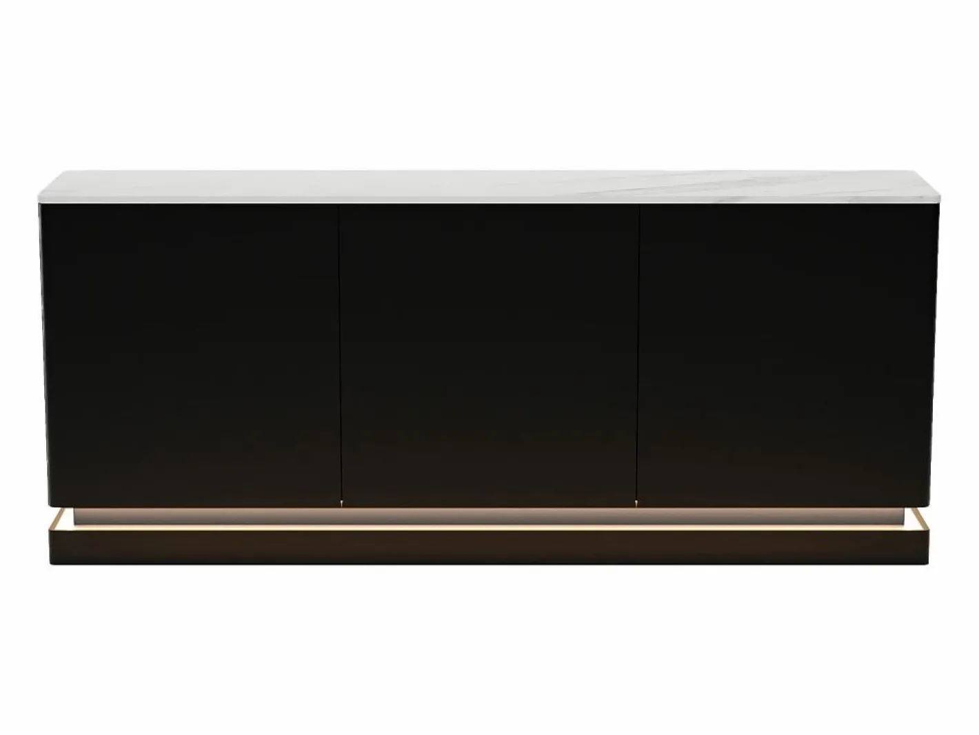 Vente-unique Aparador|Aparador 3 puertas con LEDs de MDF - Negro y efecto mármol blanco - DEVIKA de Pascal MORABITO