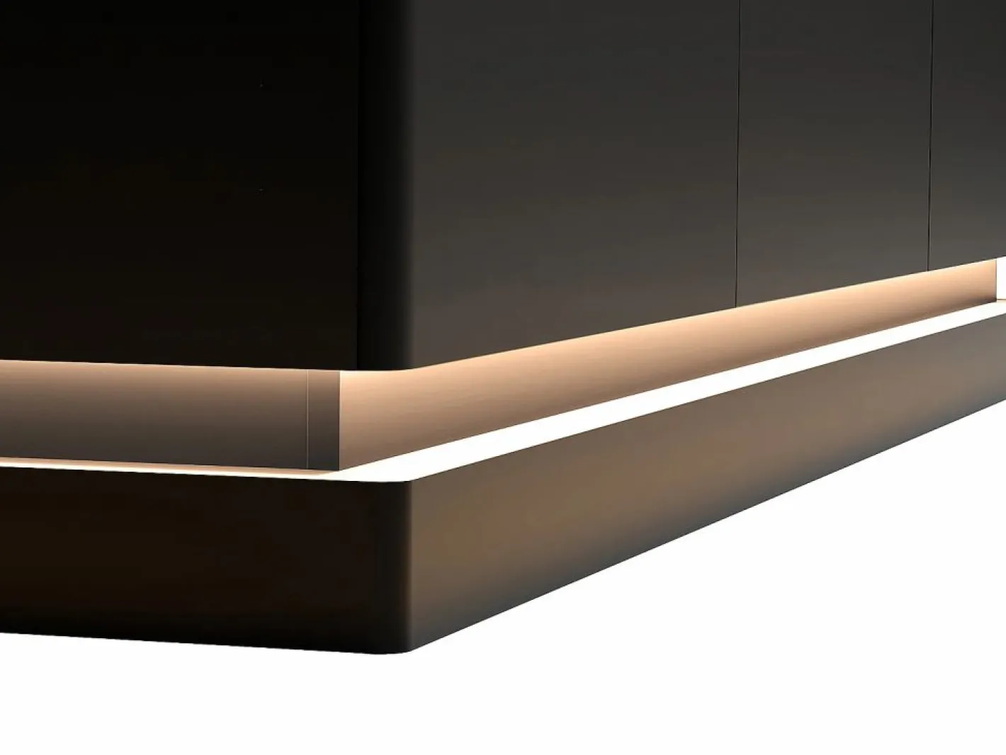 Vente-unique Aparador|Aparador 3 puertas con LEDs de MDF - Negro y efecto mármol blanco - DEVIKA de Pascal MORABITO