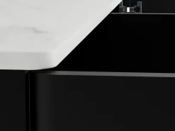 Vente-unique Aparador|Aparador 3 puertas con LEDs de MDF - Negro y efecto mármol blanco - DEVIKA de Pascal MORABITO