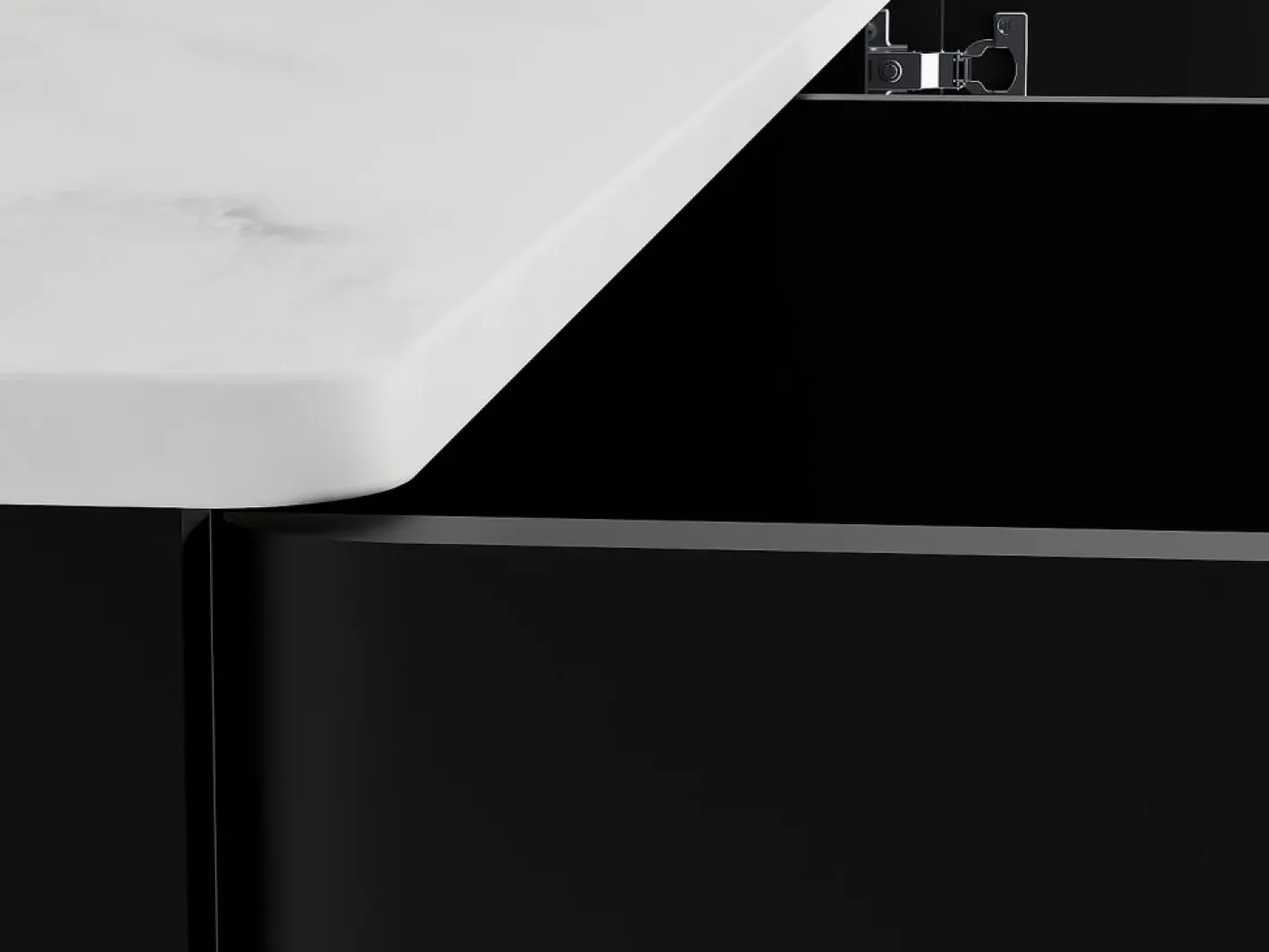 Vente-unique Aparador|Aparador 3 puertas con LEDs de MDF - Negro y efecto mármol blanco - DEVIKA de Pascal MORABITO