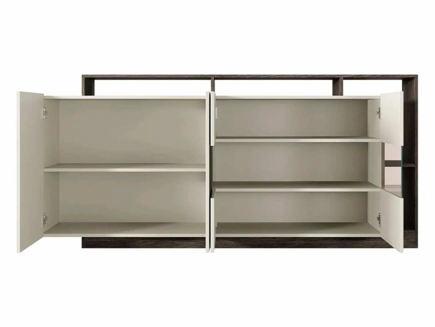 Vente-unique Aparador 4 puertas y 4 nichos con LEDs - Beige y Natural oscuro - IDESIA Color natural oscuro / Beige