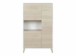 Vente-unique Aparador alto 3 puertas escandinavo KOLYMA - roble y blanco Color natural claro / Blanco Outlet