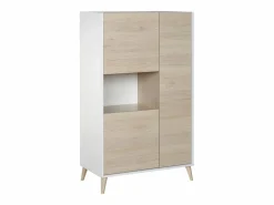 Vente-unique Aparador alto 3 puertas escandinavo KOLYMA - roble y blanco Color natural claro / Blanco Outlet