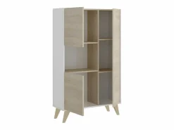 Vente-unique Aparador alto 3 puertas escandinavo KOLYMA - roble y blanco Color natural claro / Blanco Outlet