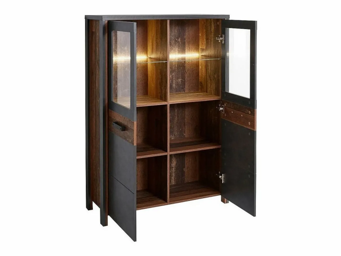 Aparador alto colección WINDSOR. Color antracita y roble oscuro.^Meublorama Outlet