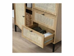 Aparador Alto con Fachadas de Ratán Natural - L100 x H120 cm - JAYA^Calicosy New