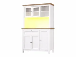 Merax Aparador De Cocina|Aparador alto de cocina - 104 x 40 x 180 cm - con estantes regulables + LEDs + 5 puertas + 1 cajón - Metal + MDF -