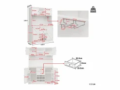 Merax Aparador De Cocina|Aparador alto de cocina - 120 x 40 x 188 cm - con estantes regulables + botellero + 4 puertas + 2 cajones - MDF -