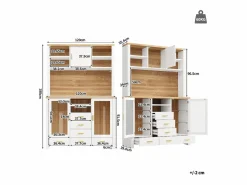 Merax Aparador alto de cocina - 120 x 40 x 188 cm - estilo rústico - con LED + 6 cajones + 3 puertas + estantes - MDF - Blanco Sale