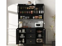 Aparador alto de cocina - 140 x 40 x 190 cm - con 3 cajones + 5 puertas + estantes - MDF -^Merax Discount